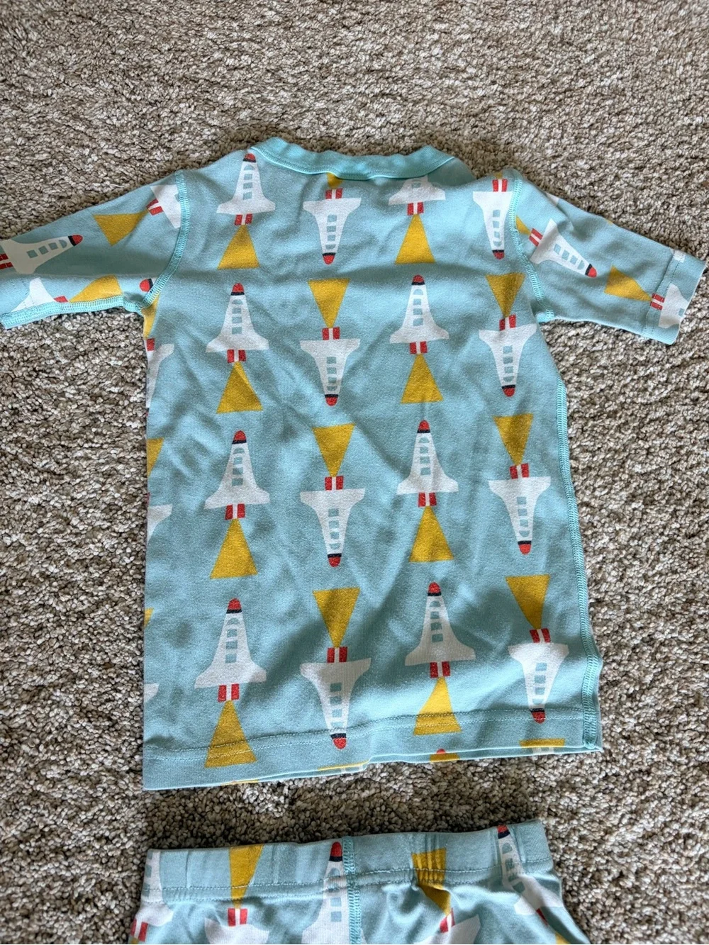 Hanna Andersson Space Rocket Short John Pajamas Blue Sz 8